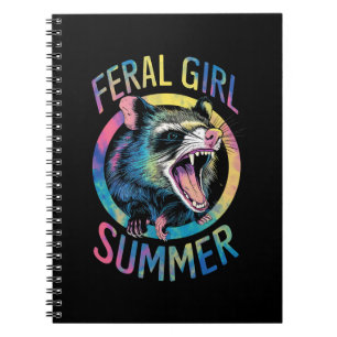 Feral Girl Summer Opossum Tie Dye Raccoon Notebook