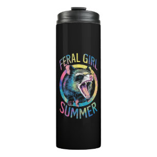 Feral Girl Summer Opossum Tie Dye Raccoon Thermal Tumbler