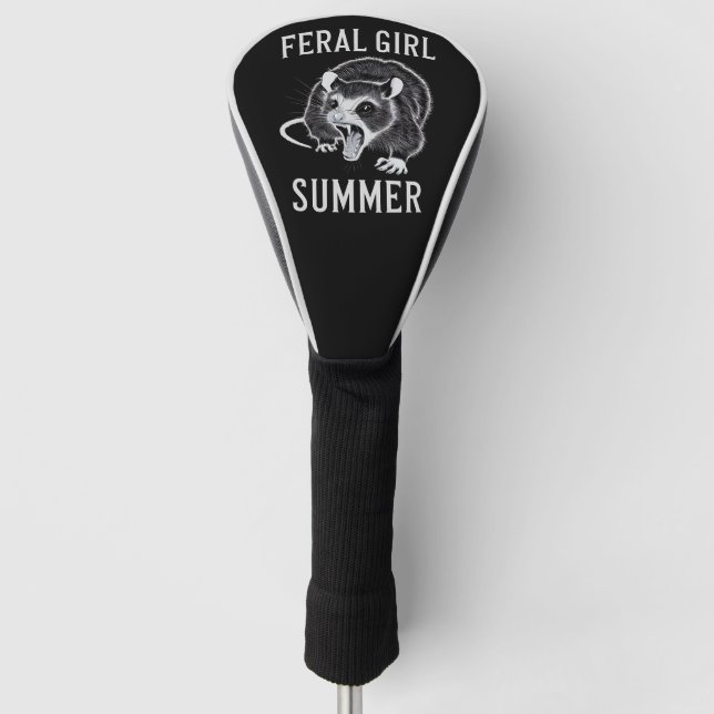Feral Girl Summer Opossum Vintage Golf Head Cover (Front)