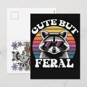 Feral Girl Summer Raccoon Beach Vibes Wild Coastal Holiday Postcard