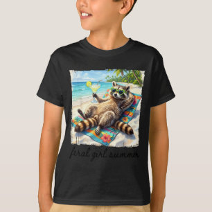 Feral girl summer raccoon funny meme women girl T-Shirt