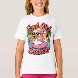 Feral Girl Summer Raccoon Relaxation Funny T-Shirt
