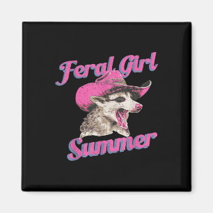 Feral Girl Summer Retro Possum Funny Meme Magnet