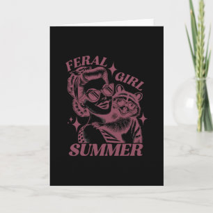 Feral Girl Summer Trash Panda Cute Raccoon Summer Card