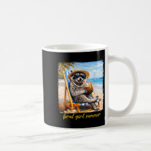 Feral girl summer vacation funny raccoon summer coffee mug
