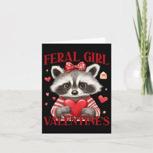 Feral Girl Valentine´s Raccoon Hearts Love Valenti Card