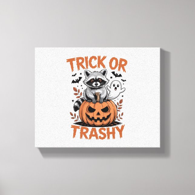 Feral Halloween Trick or Trashy Canvas Print (Front)