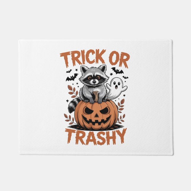 Feral Halloween Trick or Trashy Doormat (Front)