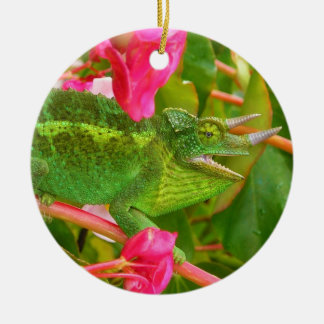 Feral Jackson's Chameleon on Maui Island Hawaii Ceramic Ornament