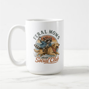Feral Moms Social Club Raccoon Riding Golden Retri Coffee Mug