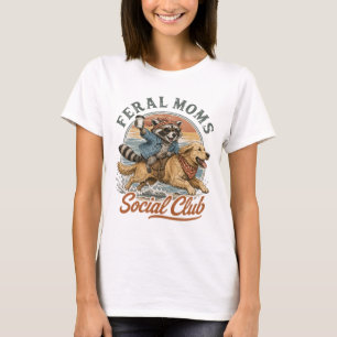 Feral Moms Social Club Raccoon Riding Golden Retri T-Shirt