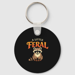 Feral raccoon funny wildlife nature lover retro keychain
