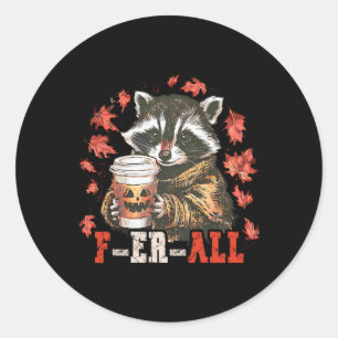 Feral Raccoon Pumpkin Spice Thanksgiving Autumn Fa Classic Round Sticker