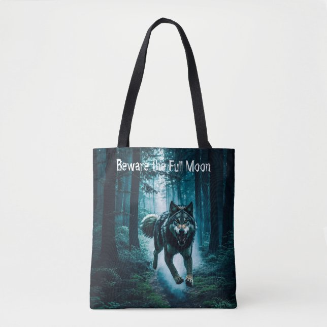 Feral Wolf Halloween Full Print Tote Bag (Front)