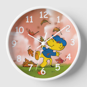 Ferald Amongst The Autumn Leaves Round Clock
