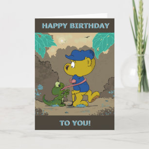 Ferald and The Baby Lizard Birthday Card