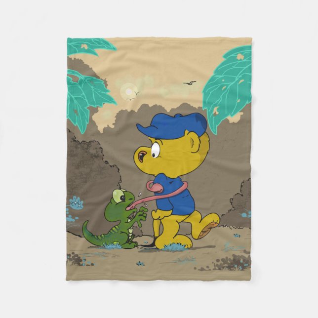 Ferald  and The Baby Lizard Fleece Blanket (Front)