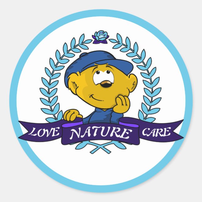Ferald | Love Nature Care Classic Round Sticker (Front)