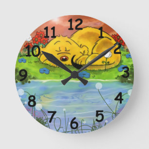 Ferald Sleeping By The Sunflowers Round Clock