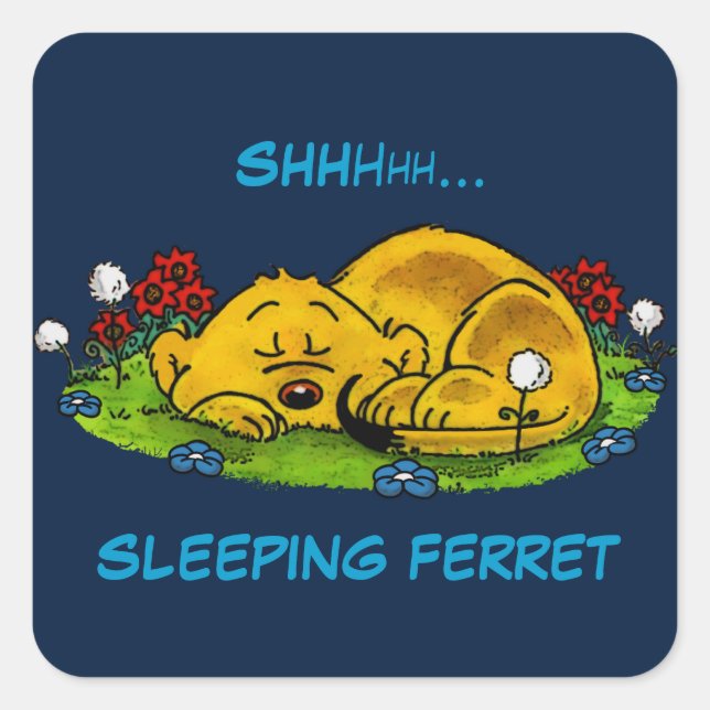 Ferald | Sleeping Ferret Tote Bag Square Sticker (Front)