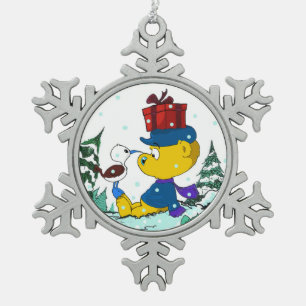 Ferald snowflake pewter christmas ornament
