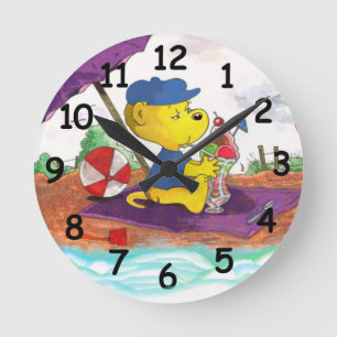 Ferald's Ice Cream Beach Delight  Round Clock