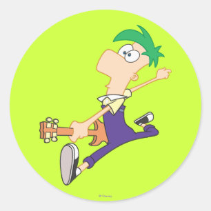 Ferb Rocking Out with Guitar Classic Round Sticker