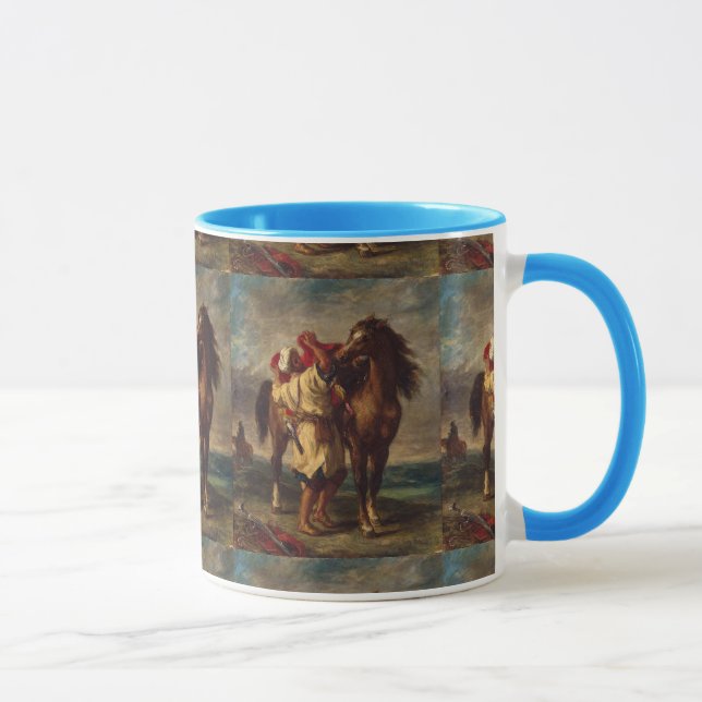 Ferdinand Delacroix Arab Saddling His Horse Mug (Right)