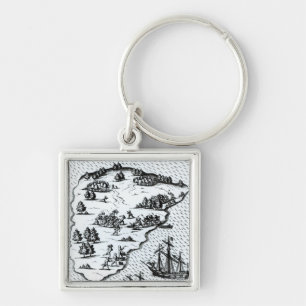 Ferdinand Magellan  Fighting Natives on Island Keychain