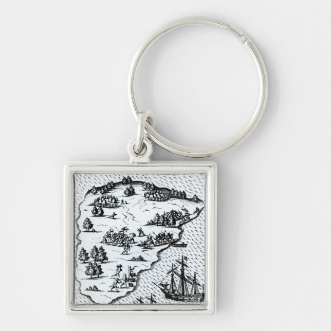 Ferdinand Magellan  Fighting Natives on Island Keychain (Front)