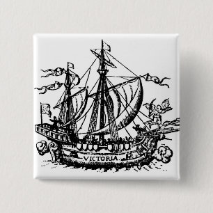 Ferdinand Magellan's boat 'Victoria' 2 Inch Square Button