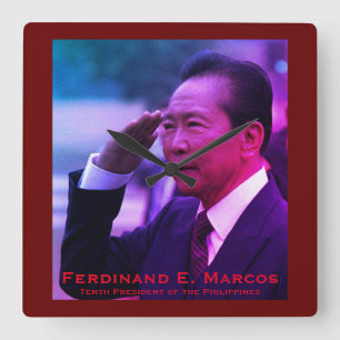 Ferdinand Marcos, Tenth President of Philippines Square Wall Clock