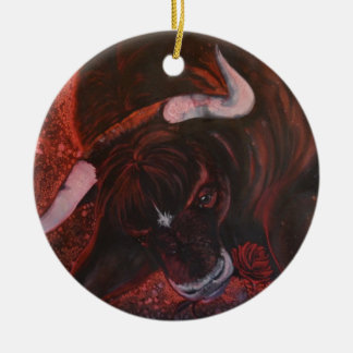 Ferdinand the bull ceramic ornament