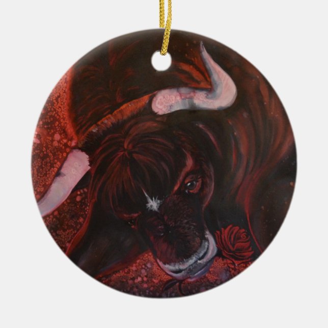 Ferdinand the bull ceramic ornament (Front)