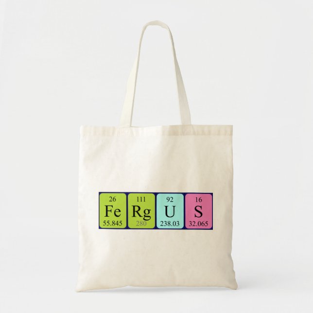 Fergus periodic table name tote bag (Front)