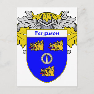Ferguson Coat of Arms/Family Crest (Mantled) Postcard