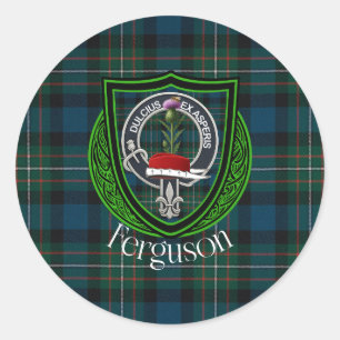 Ferguson Scottish Clan Tartan & Crest Classic Round Sticker