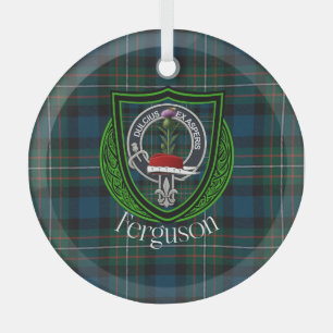 Ferguson Scottish Clan Tartan & Crest Glass Ornament