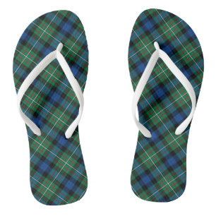 Ferguson Tartan Green and Blue Plaid Flip Flops