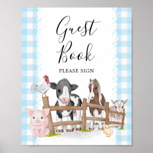 Ferme animaux baby shower panneau du livre d'or