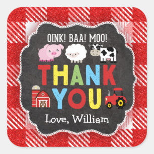 Ferme Anniversaire Merci Stickers Oink Baa
