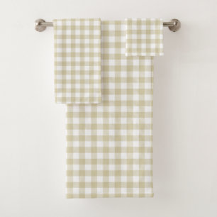 Ferme Beige et blanc En vichy Plaid