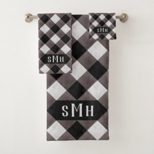 Ferme Buffalo Plaid Check 3 Lettre Monogramme