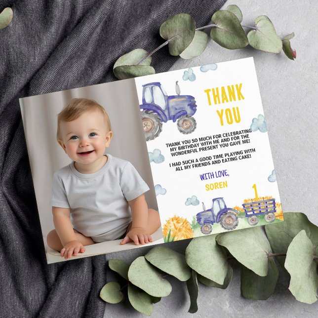 Ferme de tracteur Carte de remerciements photo fêt (Créateur téléchargé)
