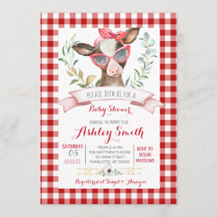 ferme de vache baby shower invitation re girl