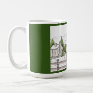 Ferme en pierre Hiver Vert foncé Café Mug