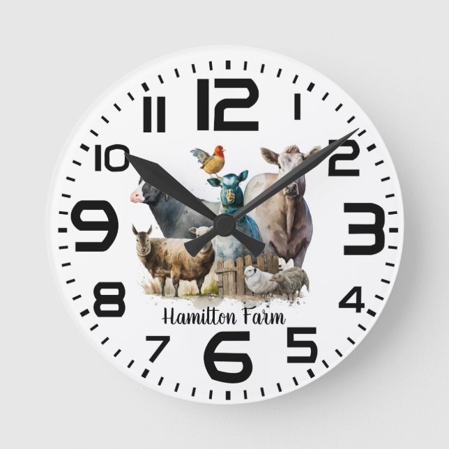 Ferme familiale Animaux Horloge murale (Recto)