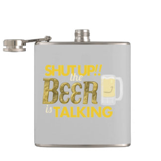 "Fermé ! la bière parle" le flacon enveloppé par