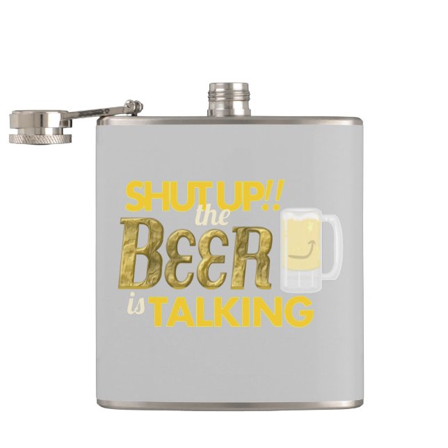 "Fermé ! la bière parle" le flacon enveloppé par (Ouvert)