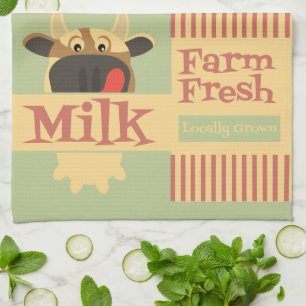 Ferme Lait Frais Vache Serviette de cuisine
